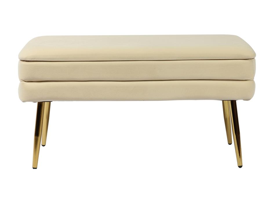 Ziva Cream Velvet Storage Bench by tov furniture