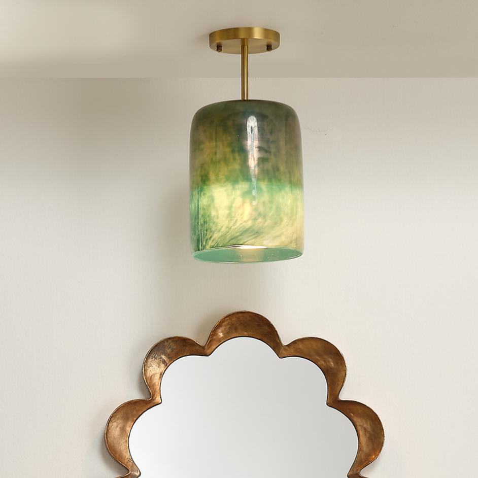Vapor Glass Semi-Flush Mount, Aqua by Jamie Young