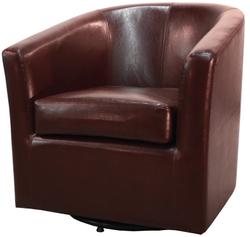 Hayden SWIVEL Bonded Leather Arm Chair In Saddle Brown by New Pacific Direct