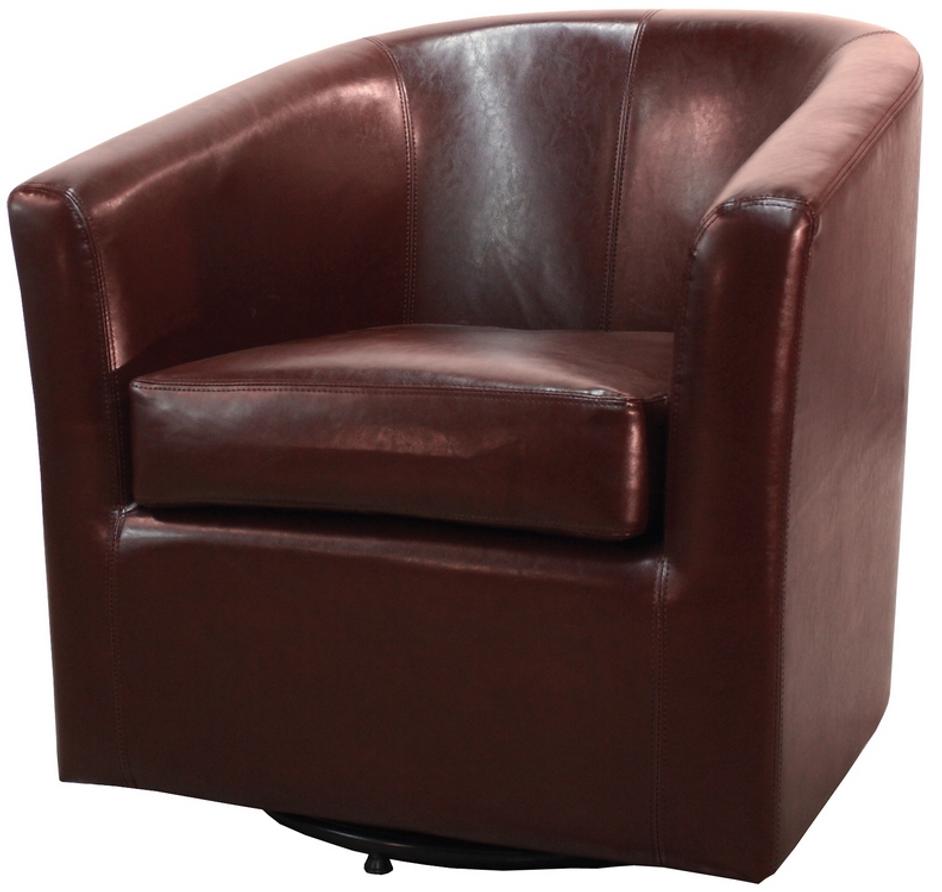 Hayden SWIVEL Bonded Leather Arm Chair In Saddle Brown by New Pacific Direct
