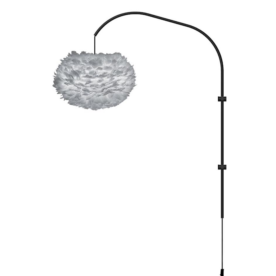 Eos Medium 1-Light Wall Lamp in Grey with Black Wall Hanger by UMAGE