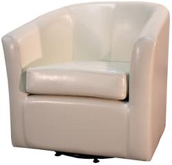 Hayden SWIVEL Bonded Leather Arm Chair In Beige by New Pacific Direct
