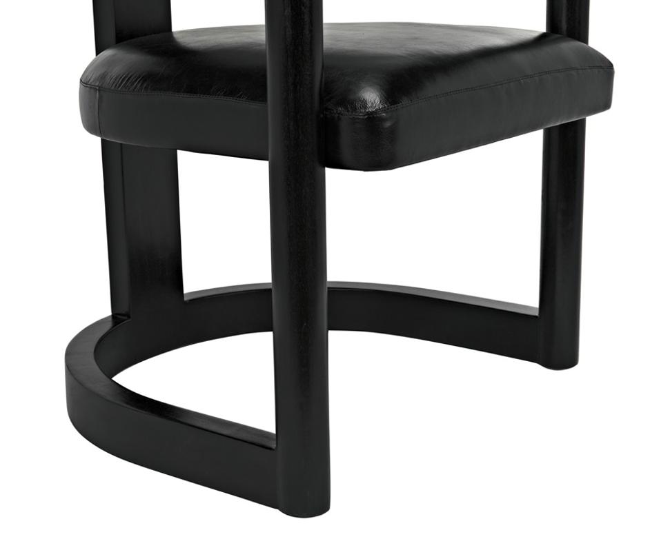 McCormick Teak Chair in Charcoal Black with Black Leather Upholstery by Noir Furniture