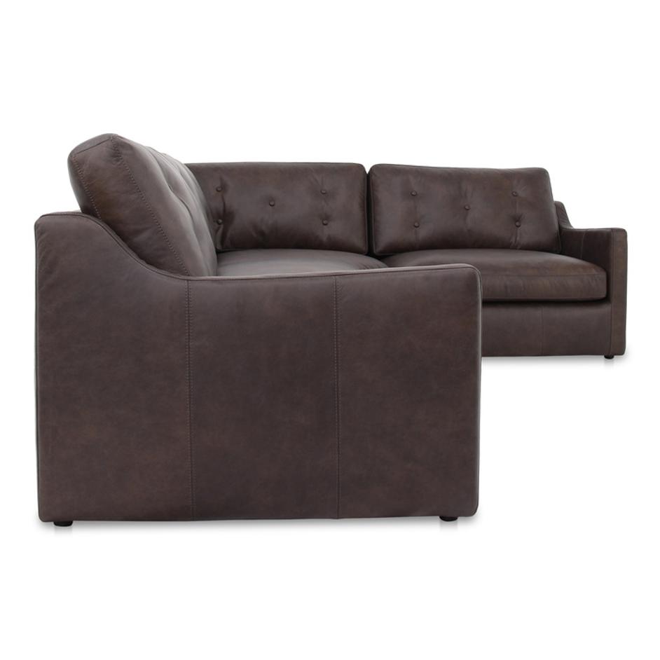 Thurlow 3 Piece Right Modular Sectional Espresso Brown Leather by Moes Home