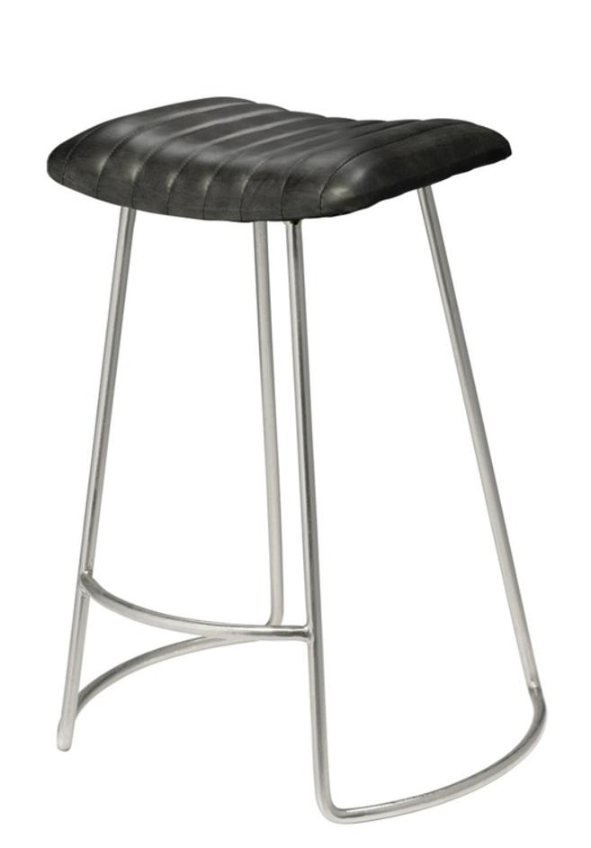 Theo Leather Counter Stool, Grey by Jamie Young