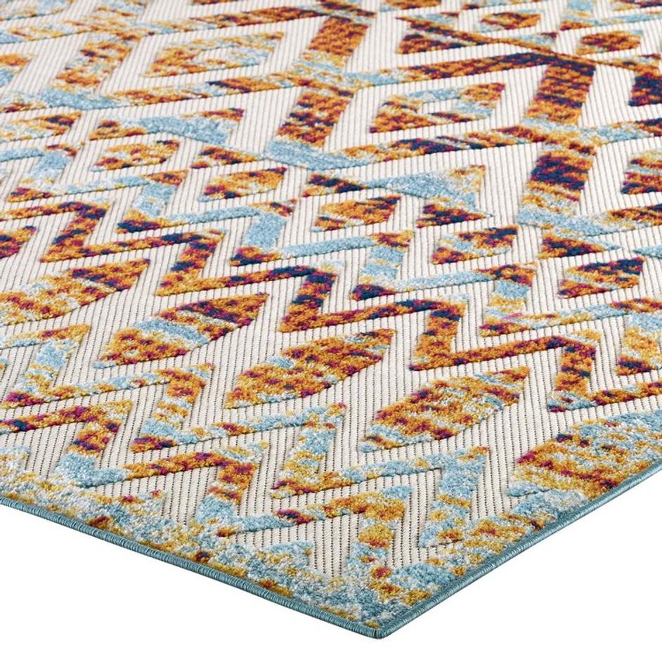 Burket Tamako Diamond And Chevron Moroccan Trellis 5X8 Indoor / Outdoor Area Rug In Multicolored by Modway Furniture