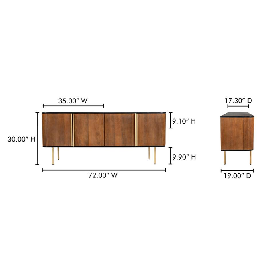 Dionne 4 Door Sideboard Brass by Moes Home