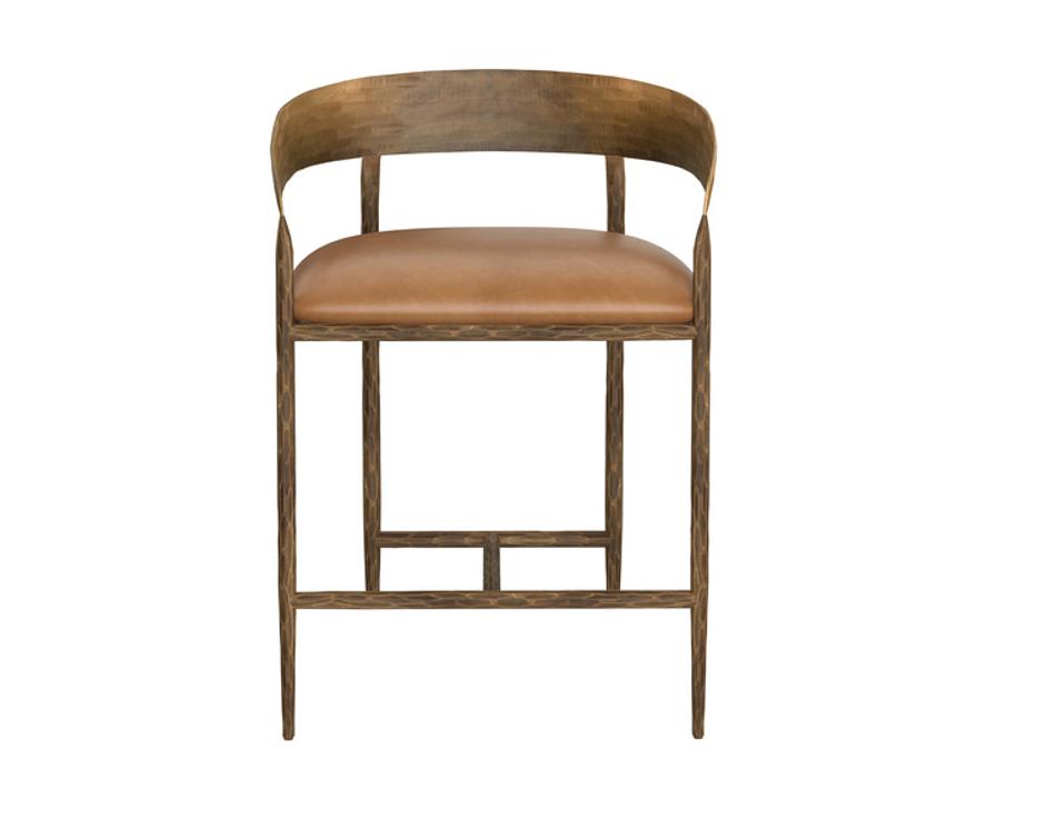ZANATTA COUNTER STOOL - TAN LEATHER by Sunpan