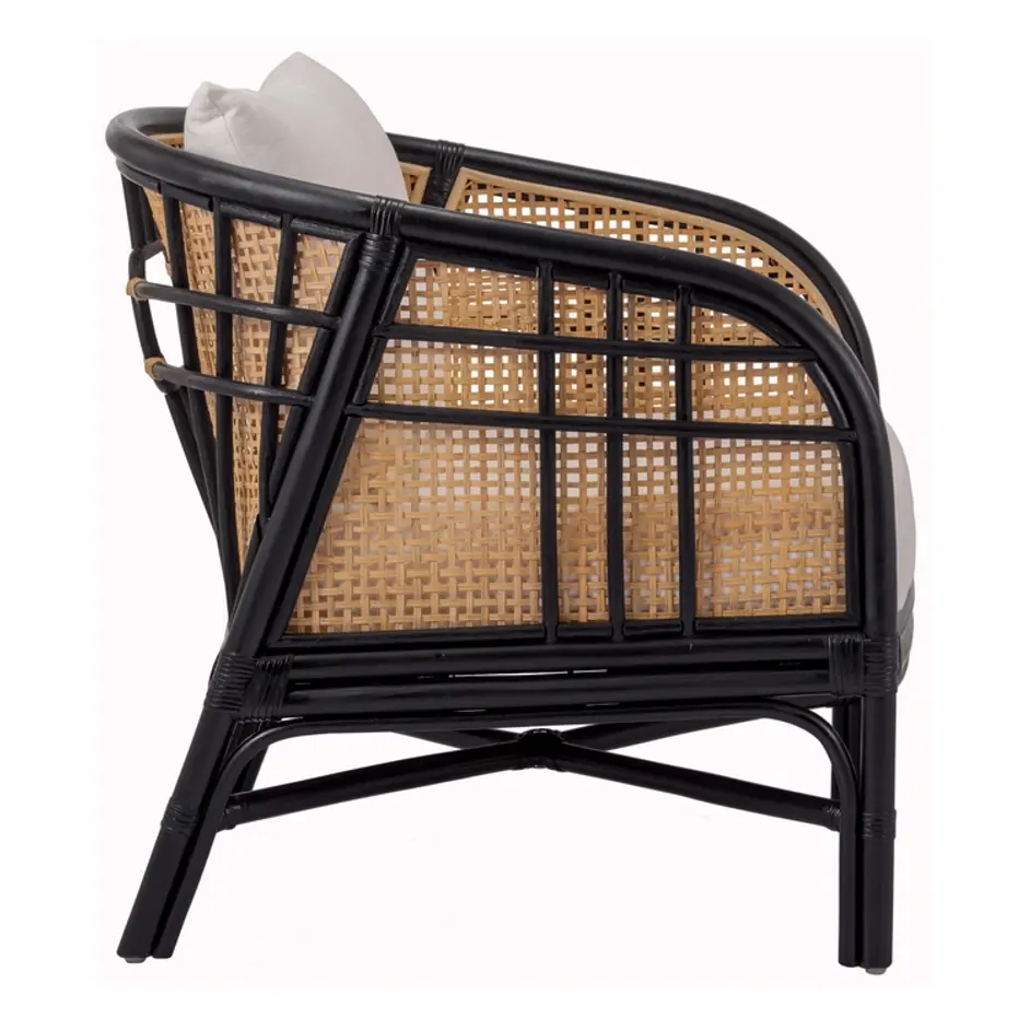 Ferrara Rattan Accent Arm Chair In Black/ Natural by New Pacific Direct