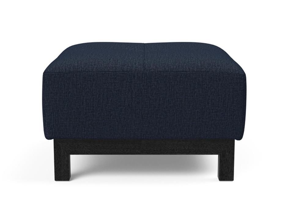 DELUXE EXCESS OTTOMAN in MIXED DANCE BLUE FABRIC WITH Dark Wood LEGS 528 by INNOVATION USA
