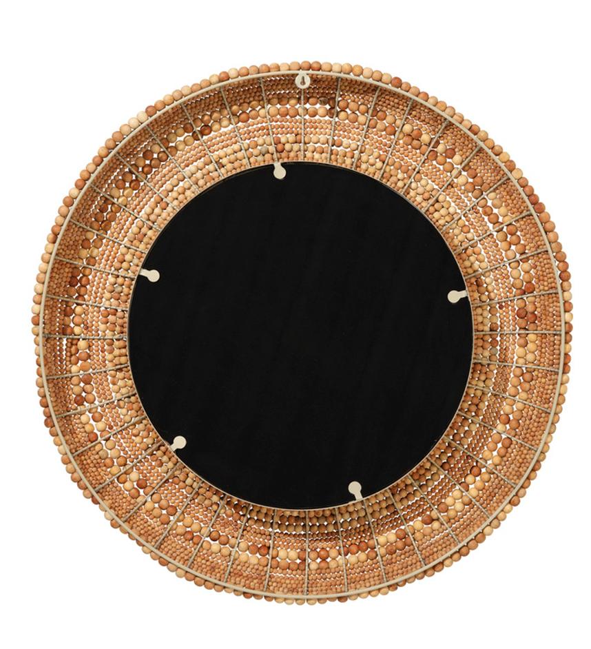 Strand Wood Beaded Round Wall Mirror, Natural by Jamie Young