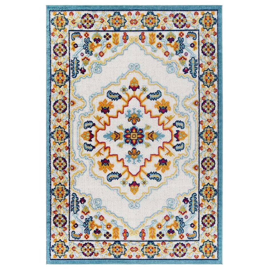 Burket Ansel Distressed Floral Persian Medallion 5X8 Indoor And Outdoor Area Rug In Multicolored by Modway Furniture