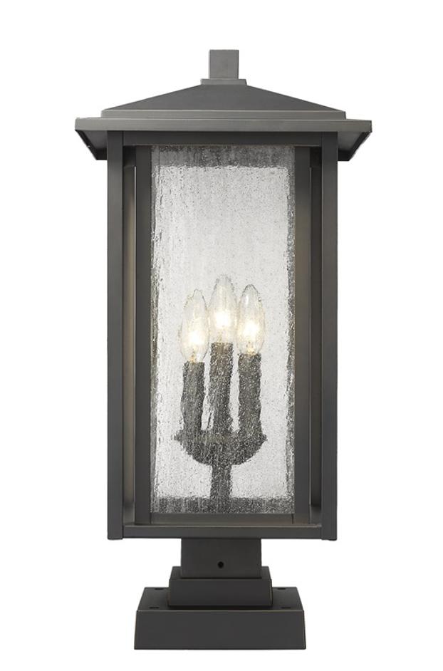 Aspen 3 Light Outdoor Pier Mounted Fixture in Oil Rubbed Bronze Finish by Z-Lite