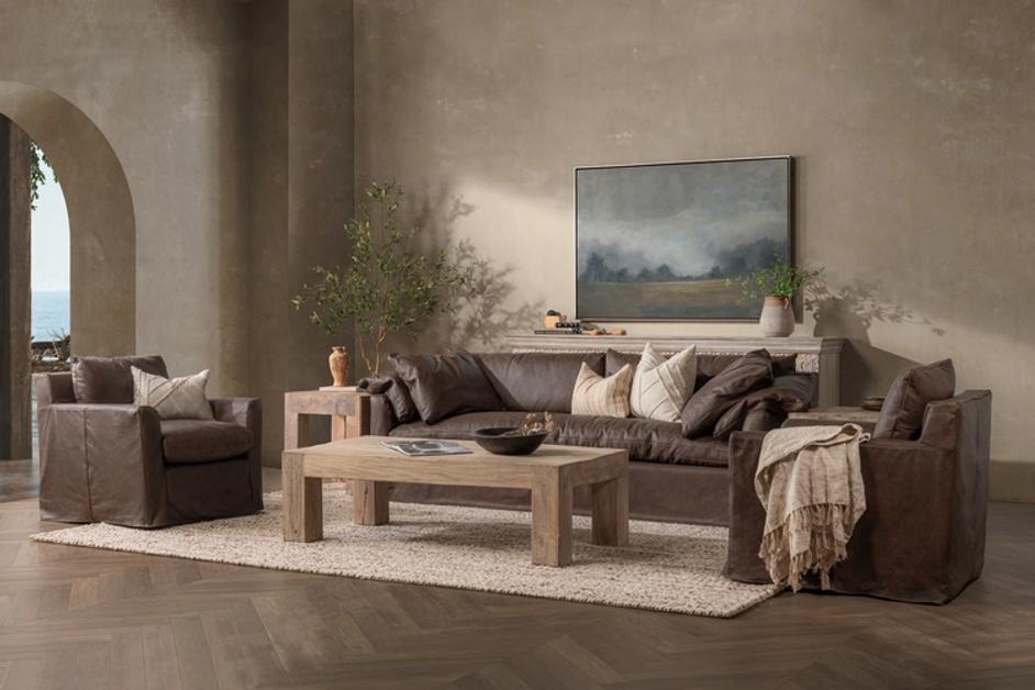 Cassiano Leather Slip Cover Sofa El Paso by Classic Home