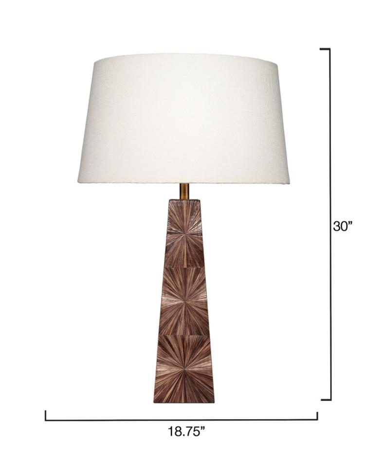Palm Marquetry Table Lamp with Linen Shade by Jamie Young