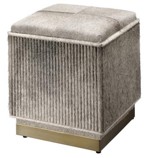 Easton Hide Ottoman, Grey by Jamie Young