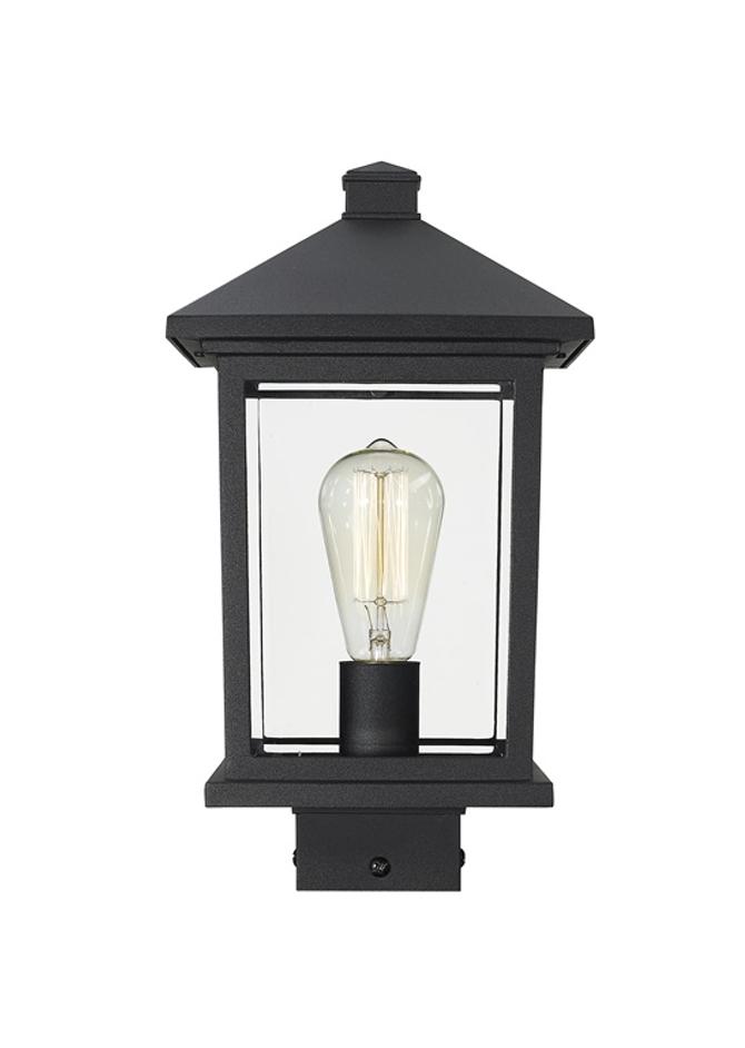 Portland 1 Light Post Mount Light in Black Finish by Z-Lite