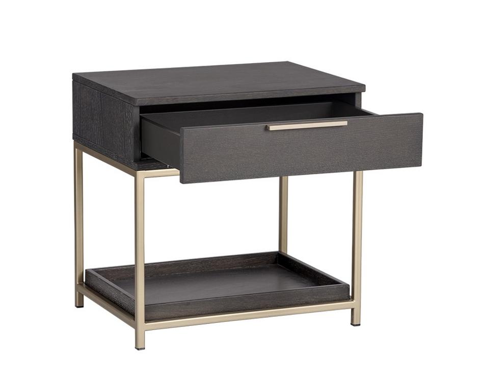 Rebel Nightstand - Gold - Charcoal Grey by Sunpan