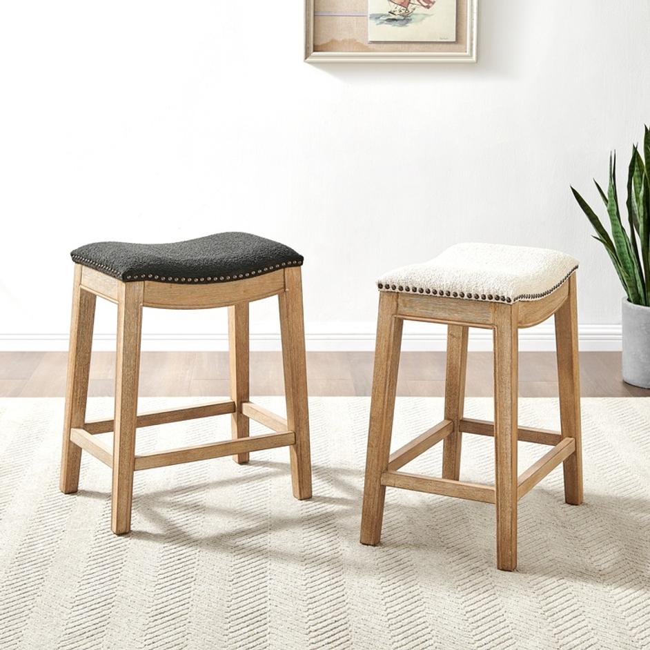 Elmo KD Fabric Counter Stool, Palladian Charcoal by New Pacific Direct