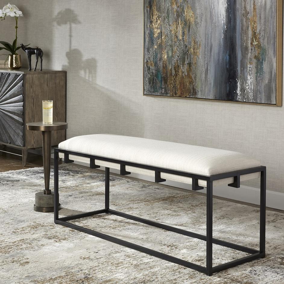 Paradox Iron & Fabric Bench by Uttermost