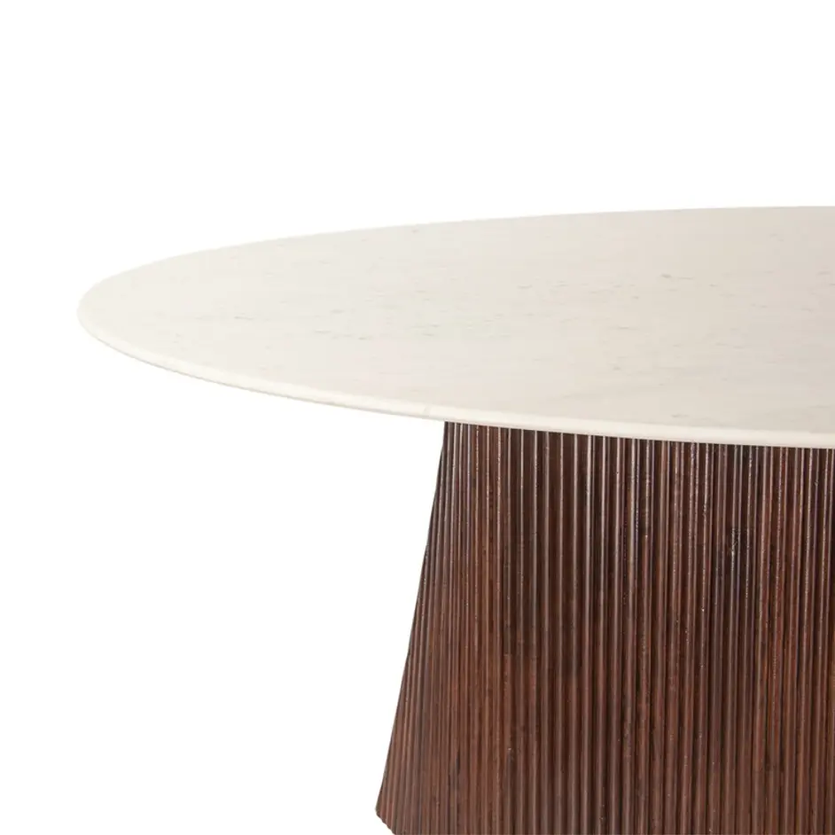 Amalfi 90" Mango Wood and White Marble Dining Table by Home Trends & Design