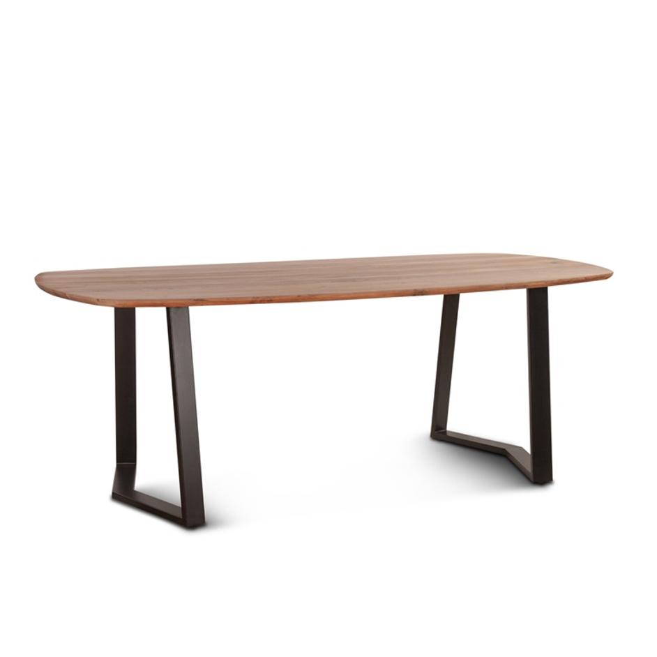 Salerno 82" Acacia Wood and Iron Dining Table, Natural by Home Trends & Design