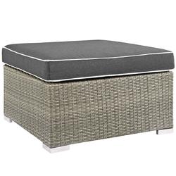 Laight Outdoor Patio Upholstered Fabric Ottoman In Light Gray Charcoal by Modway Furniture