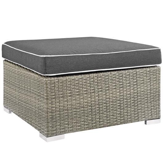 Laight Outdoor Patio Upholstered Fabric Ottoman In Light Gray Charcoal by Modway Furniture