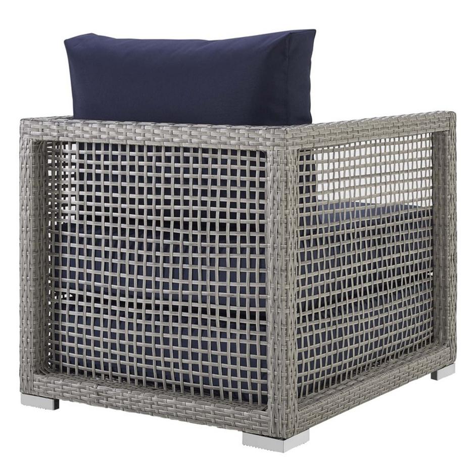 Harman Rattan Outdoor Patio Armchair In Gray Navy by Modway Furniture