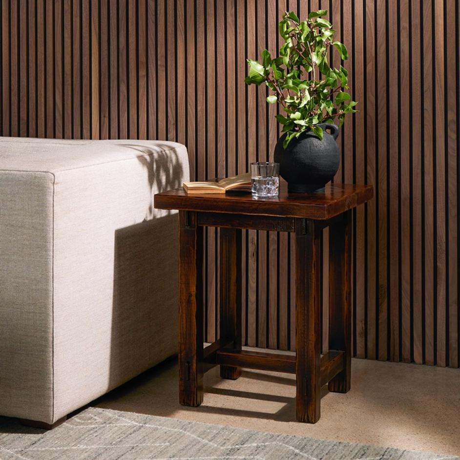 Rinda End Table - Distressed Walnut by Four Hands