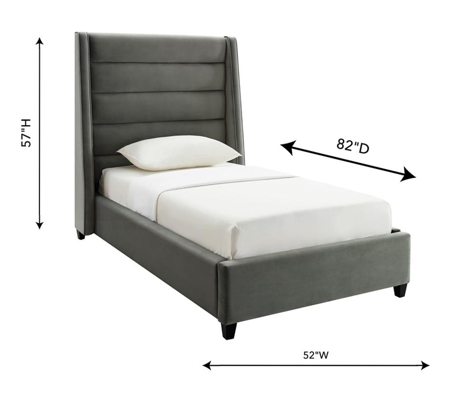 Koah Grey Velvet Bed in Twin by tov furniture