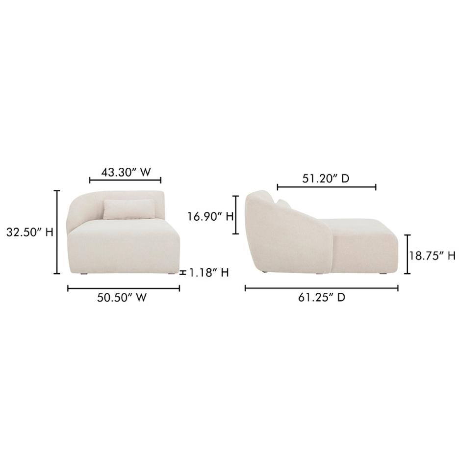 Amelia Left Arm Facing Chaise Warm White by Moes Home