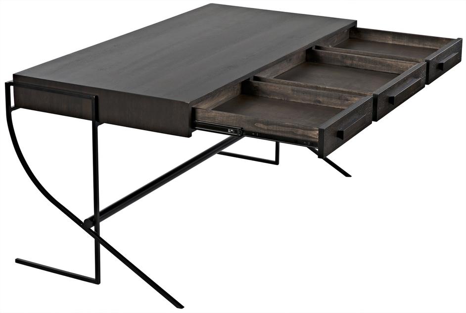 Frank Ebony Walnut Desk with Matte Black Steel Base by Noir Furniture