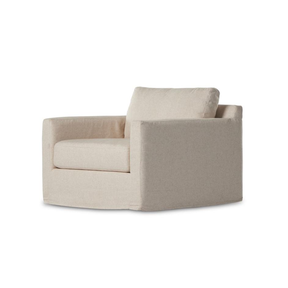 Hampton Slipcover Swivel Chr In Evere Otml by FOUR HANDS
