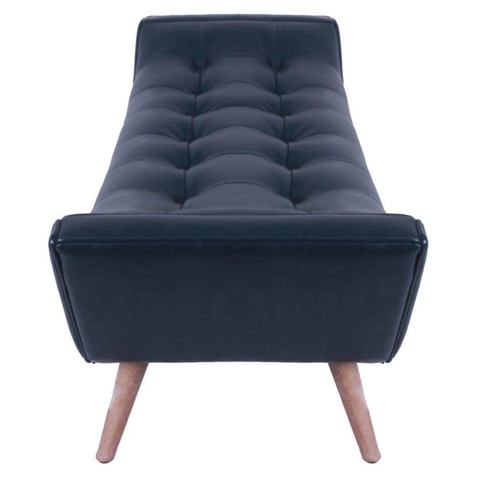 Castlebar KD Bonded Leather Tufted Bench, Vintage Blue by New Pacific Direct