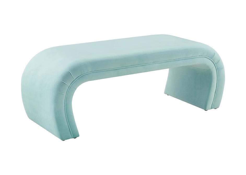 Kenya Bright Blue Velvet Bench by tov furniture