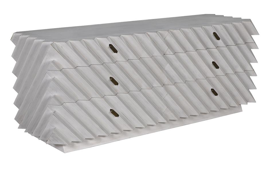 Hikaru White Wash Mahogany and Veneer Dresser with Brass Pulls by Noir Furniture