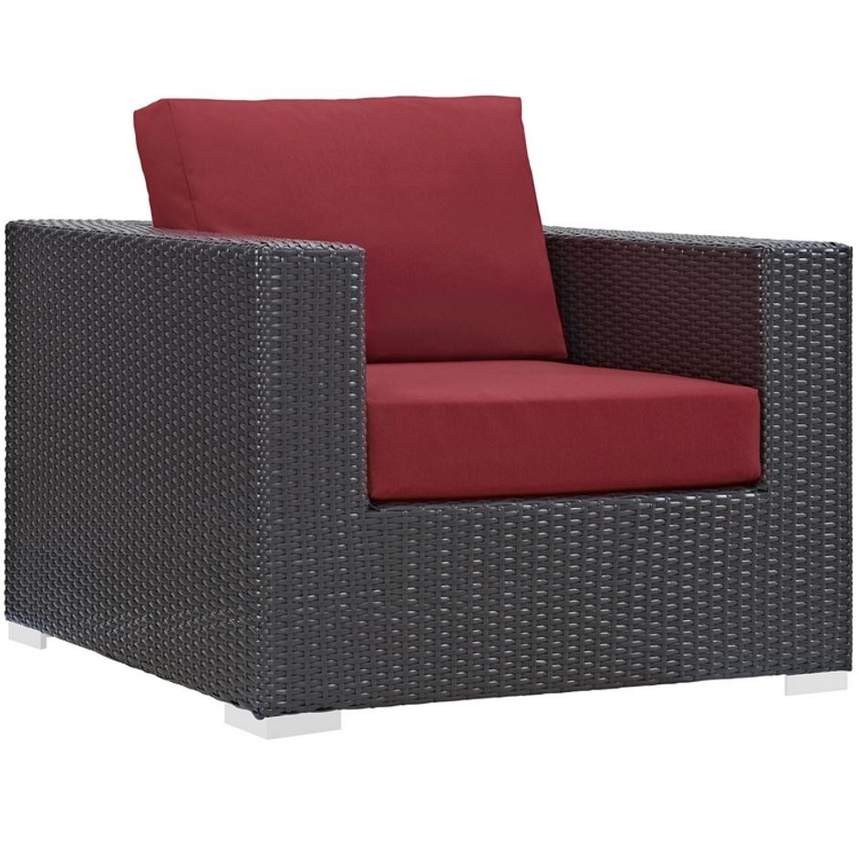 Minerva Outdoor Patio Armchair In Espresso Red by Modway Furniture
