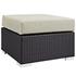 Minerva Outdoor Patio Fabric Square Ottoman In Espresso Beige by Modway Furniture