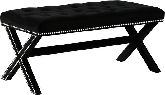 Herbert Bench In Black Velvet by Meridian Furniture