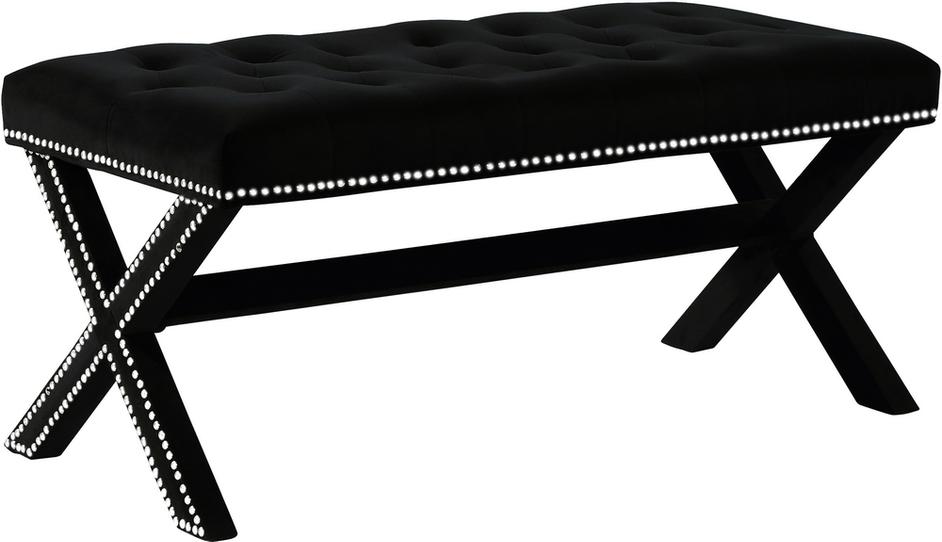 Herbert Bench In Black Velvet by Meridian Furniture