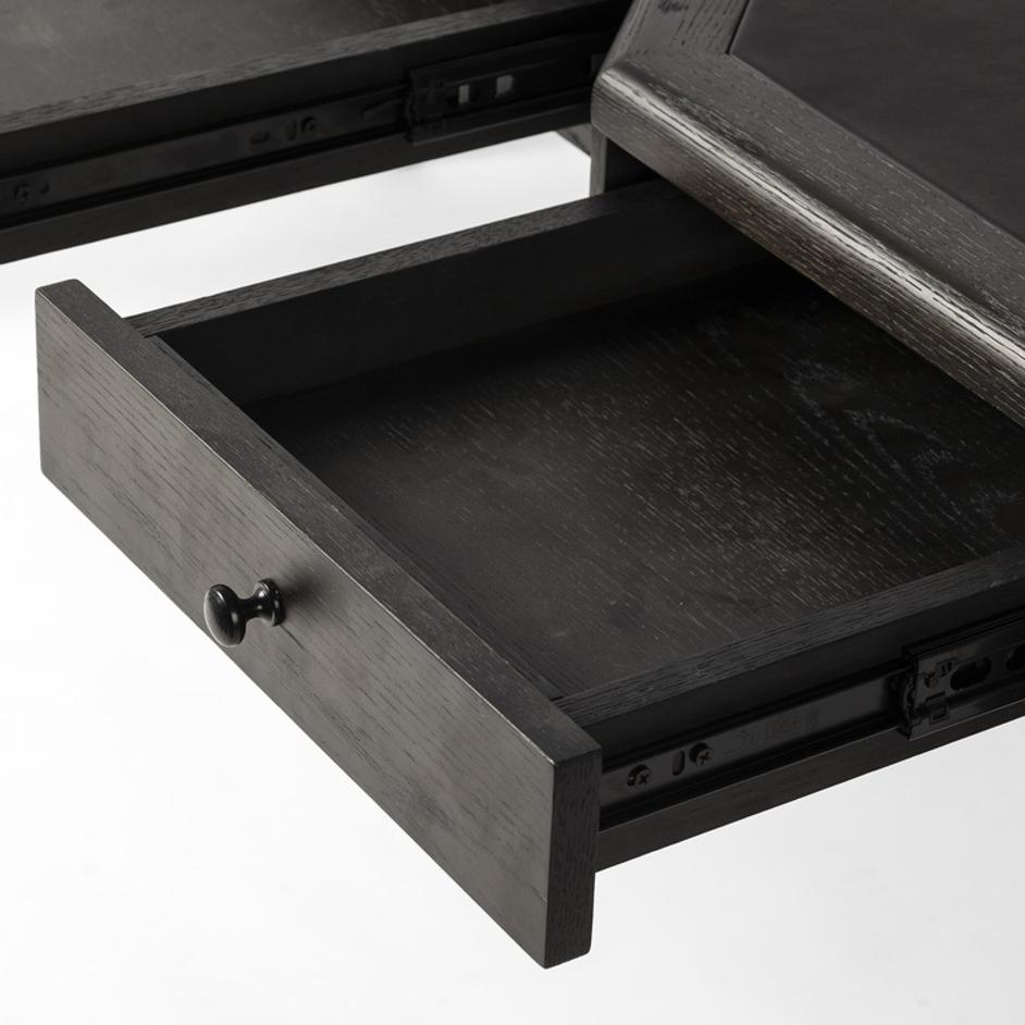 Claude Desk - Distressed Black Oak Veneer by Four Hands