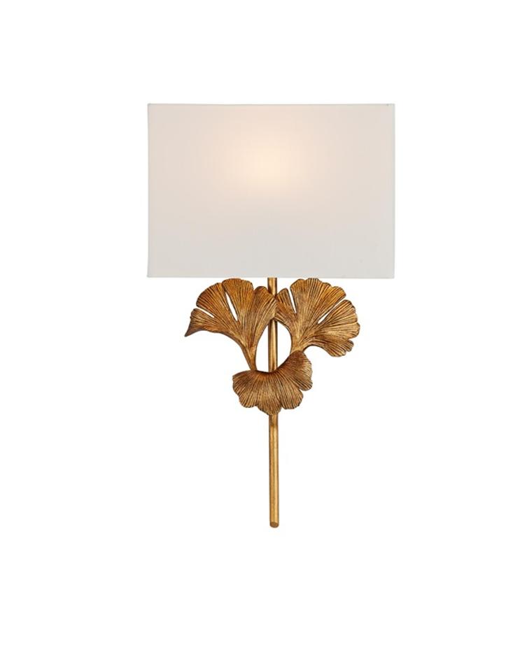 Gingko Gold Wall Sconce In Chinois Antique Gold Leaf by Currey & Company