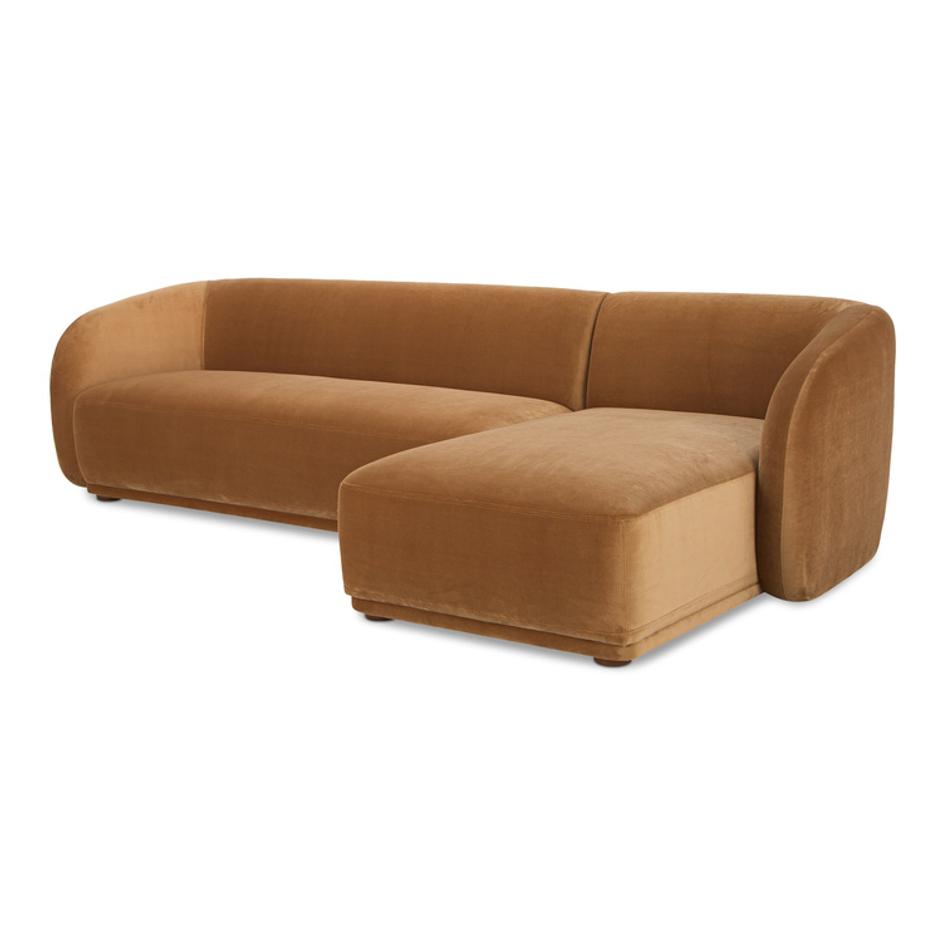 Faye Right Sectional Tan Faux Mohair by Moes Home