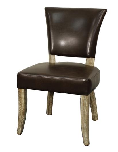 2pc Austin Bonded Leather Chair Natural Wood Legs, Vin by New Pacific Direct