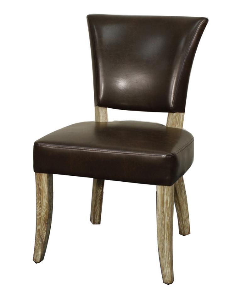 2pc Austin Bonded Leather Chair Natural Wood Legs, Vin by New Pacific Direct