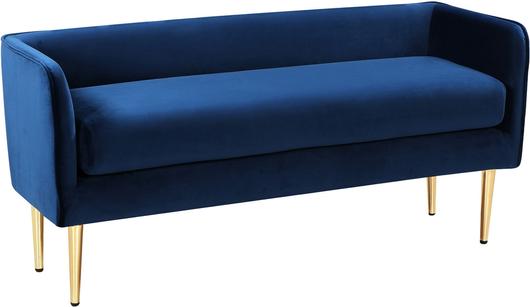 Tim Bench In Navy Velvet by Meridian Furniture