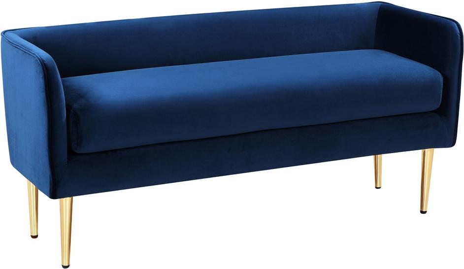 Tim Bench In Navy Velvet by Meridian Furniture