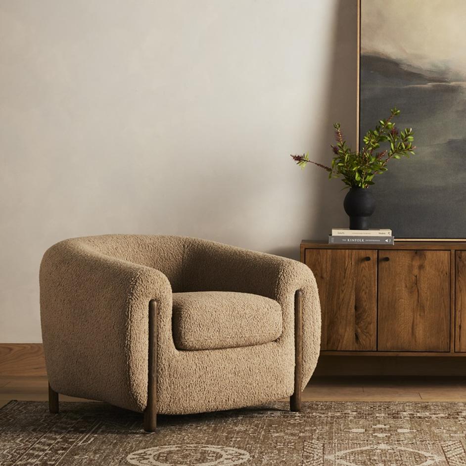 Lyla Chair In Sheepskin Camel by FOUR HANDS