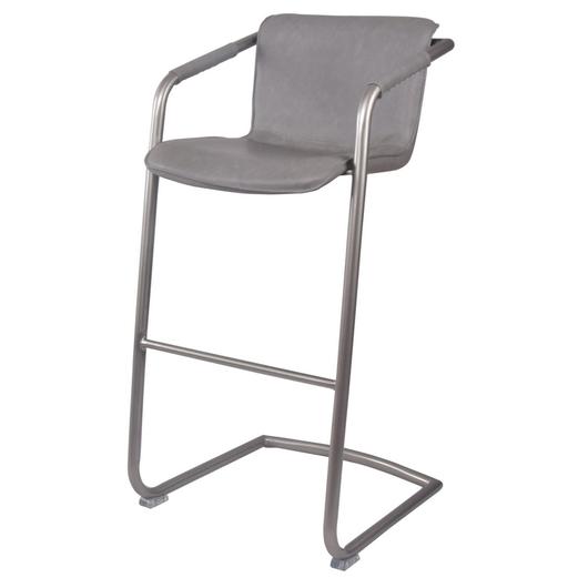 Indy Bar Stool w/ Arms Silver Frame In Antique Graphite Gray by New Pacific Direct